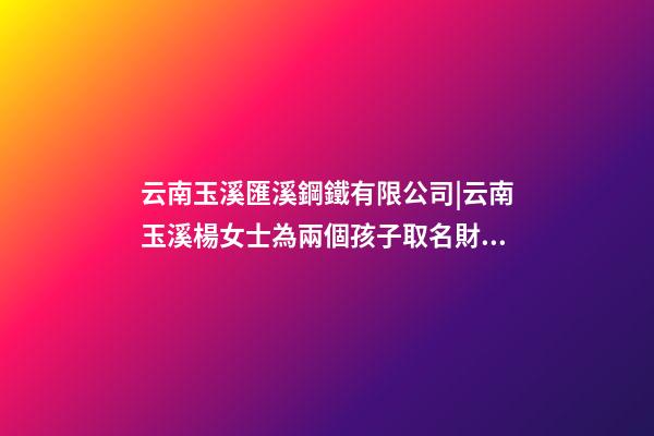 云南玉溪匯溪鋼鐵有限公司|云南玉溪楊女士為兩個孩子取名財富型套餐-第1張-公司起名-玄機派